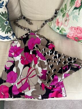 Trina Turk Lynx Reversible Tankini swim suit M 6/8 measurements in photos